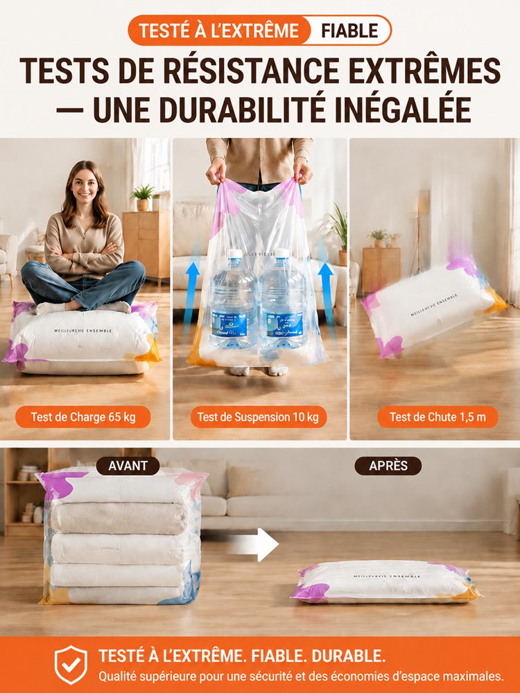 Sac de rangement à compression sous vide anti - rides stéréoscopique