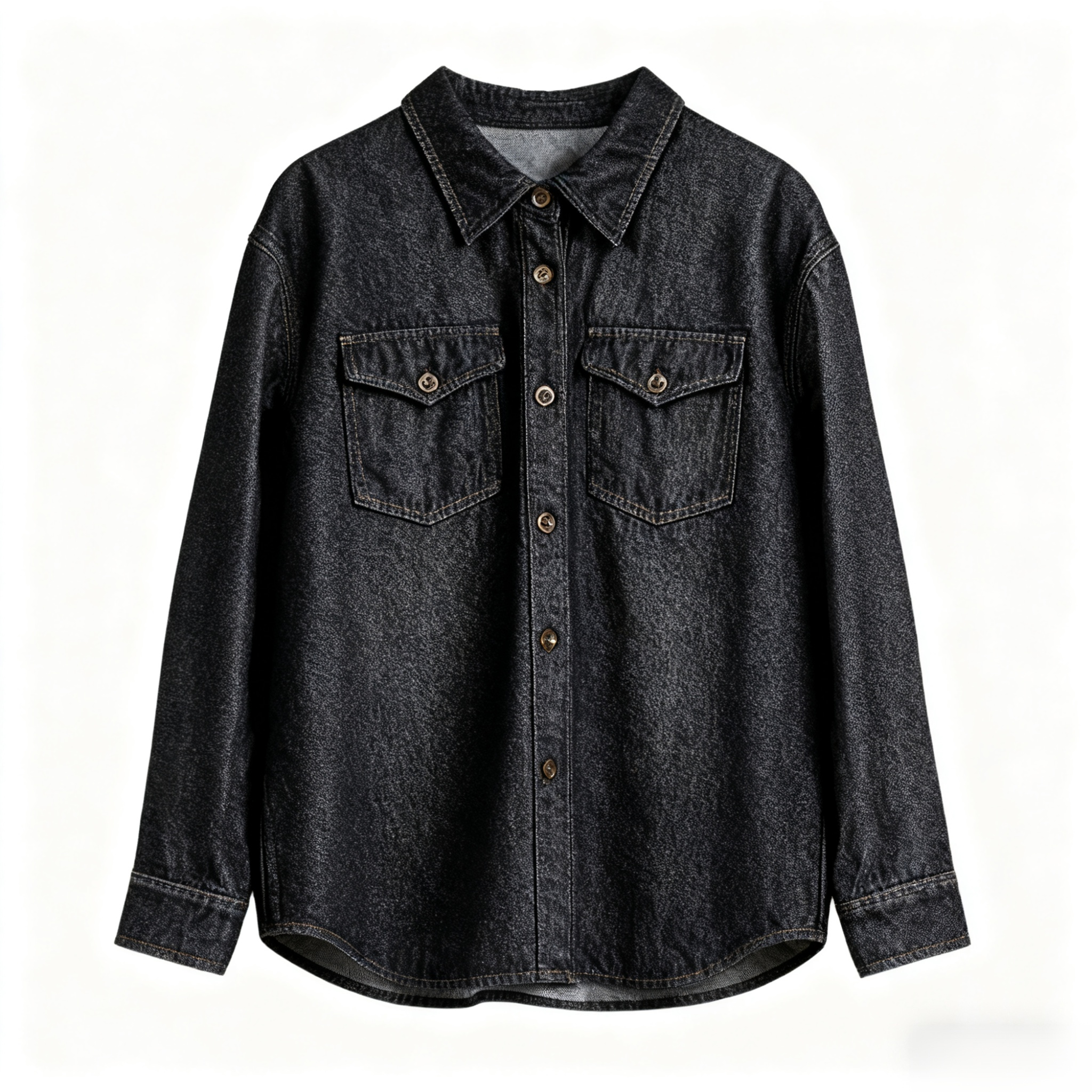 트렌디한 데님 셔츠 착용 이미지