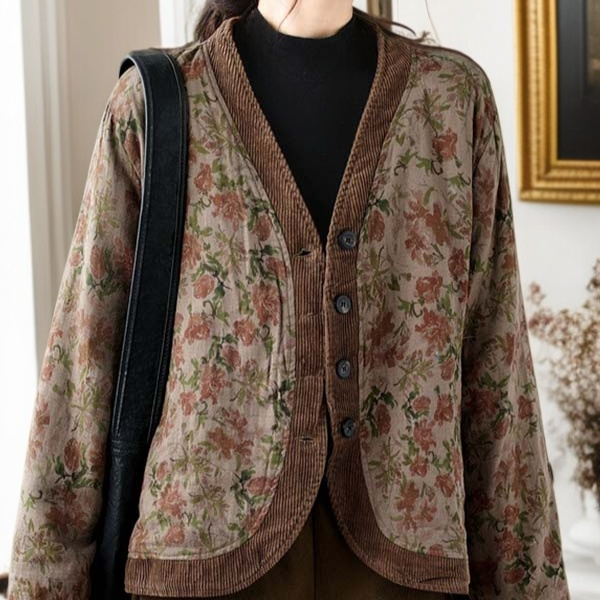 여성 플라워 클립 면 외투