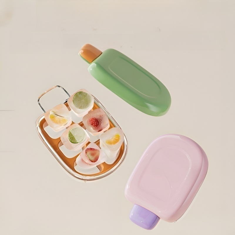 แม่พิมพ์น้ำแข็งแบบกดมือ เกรดอาหาร พร้อมฝา