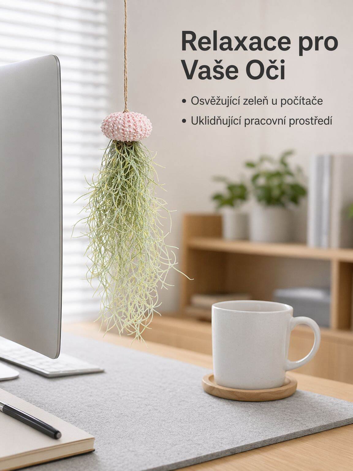 Dekorativní sada s tillandsií, mušlemi a mořskými ježky – malý druh