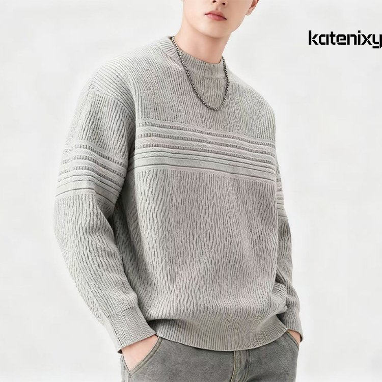남성용 심플한 단색 스웨터