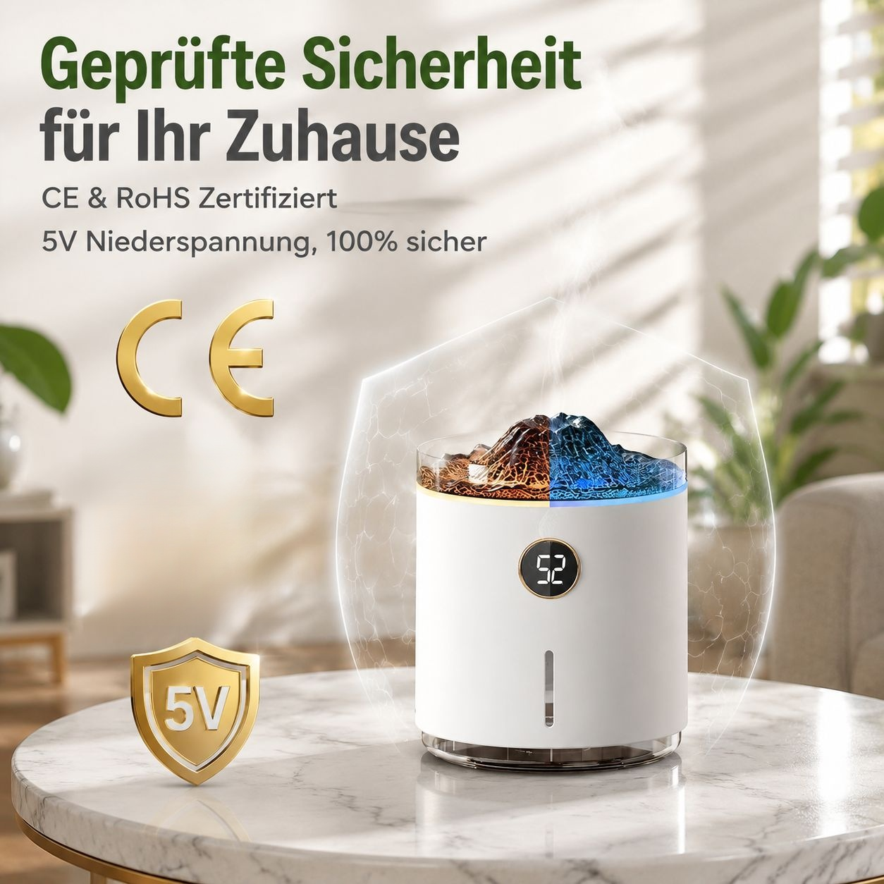 350ml Quallenform Bicolor Vulkanflamme Aroma Luftbefeuchter Ätherisches Öl Diffusor für Zuhause