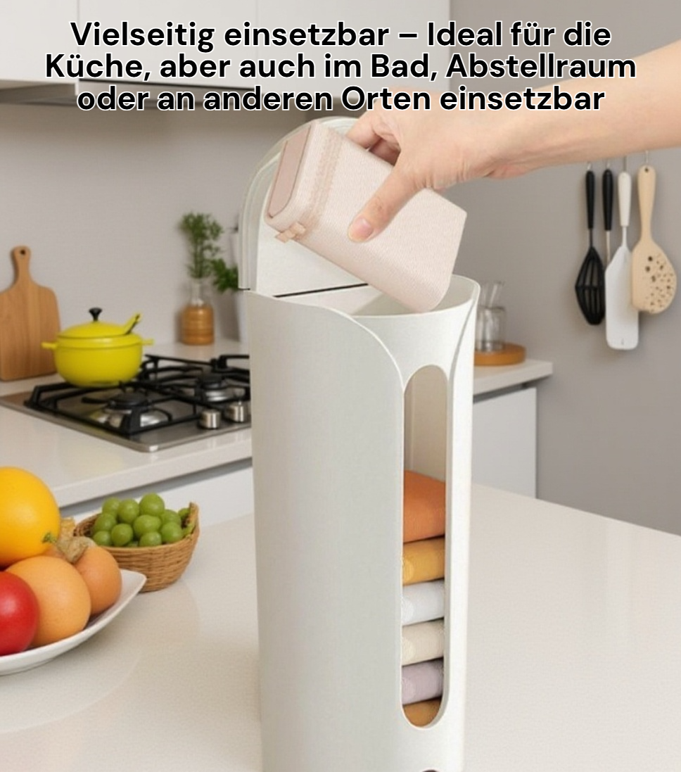 Plastiktütenhalter ohne Bohren an Küchenschrank befestigt