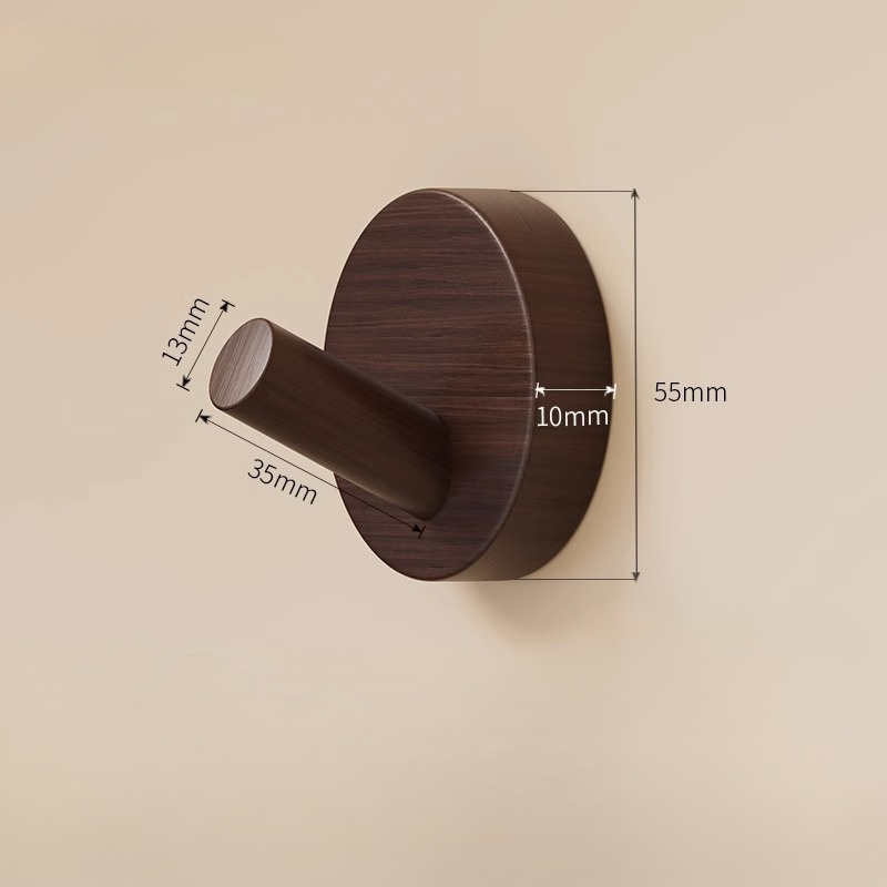 Starker selbstklebender Kleiderhaken aus Walnussholz für Tür und Wand