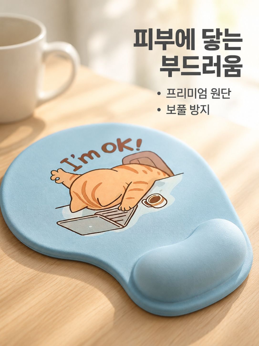 ✅인체공학적 마우스 패드 손목 받침대, 피부 친화적, 방수, 미끄럼 방지 실리콘 데스크 매트, 귀여운 동물 디자인, 부드러운 충격 흡수, 친환경, 얼룩 방지