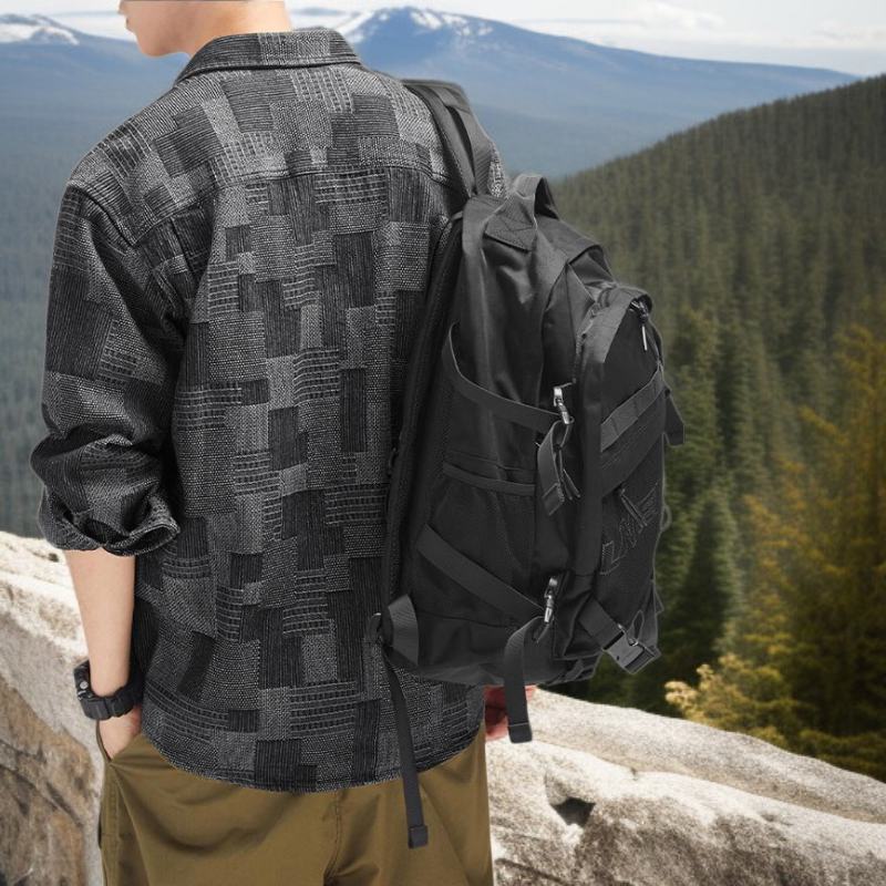 春のメンズマルチポケットカジュアルルーズフィット長袖シャツ