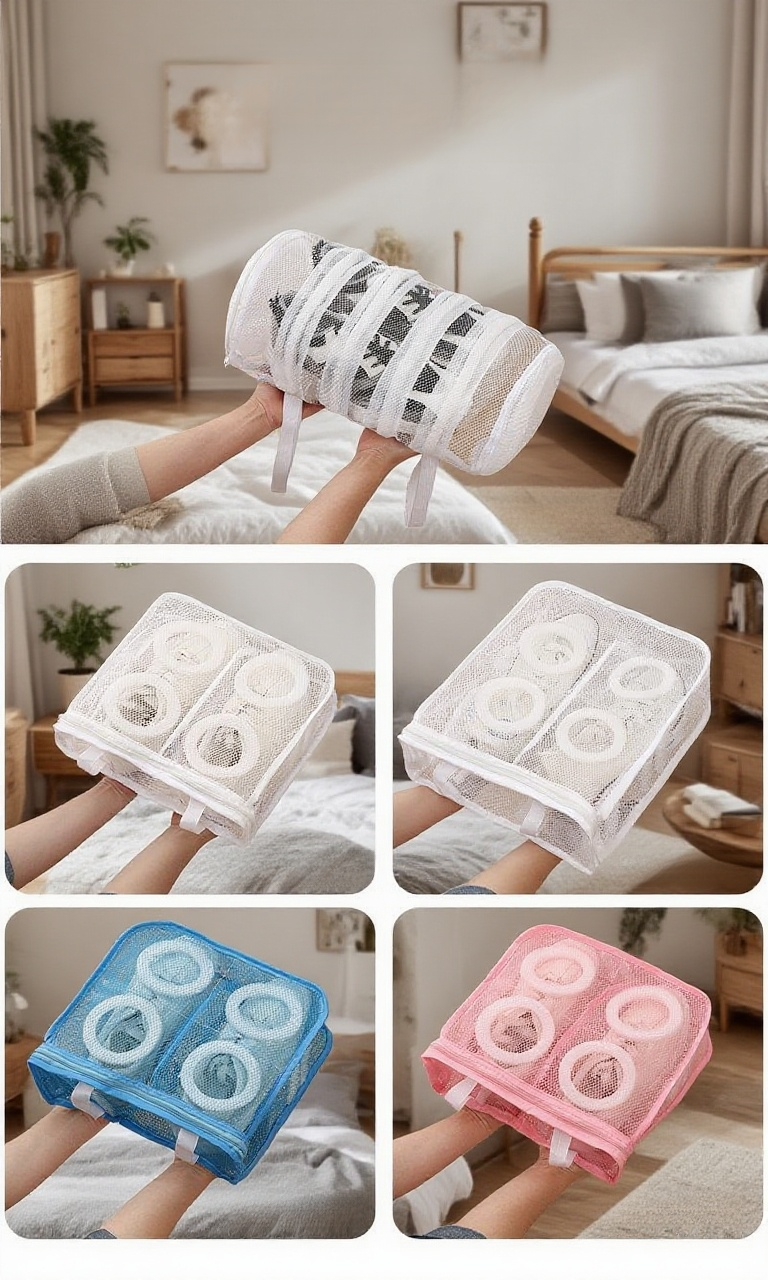 Reusable mesh shoe bag for laundry