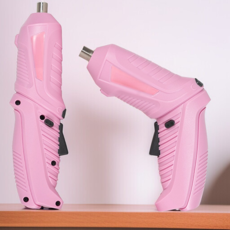 룽샤 전동 드라이버 휴대용 핑크 충전식 무선 충전 접이식 케이블 나사 비트