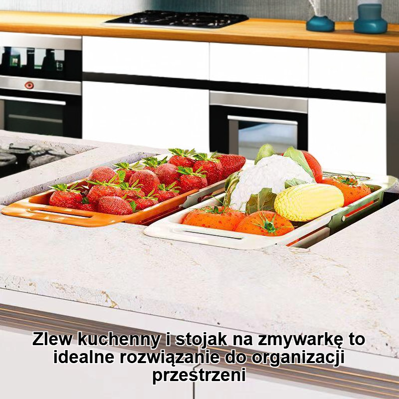 Zlew kuchenny i stojak na zmywarkę do organizacji i sprzątania domu