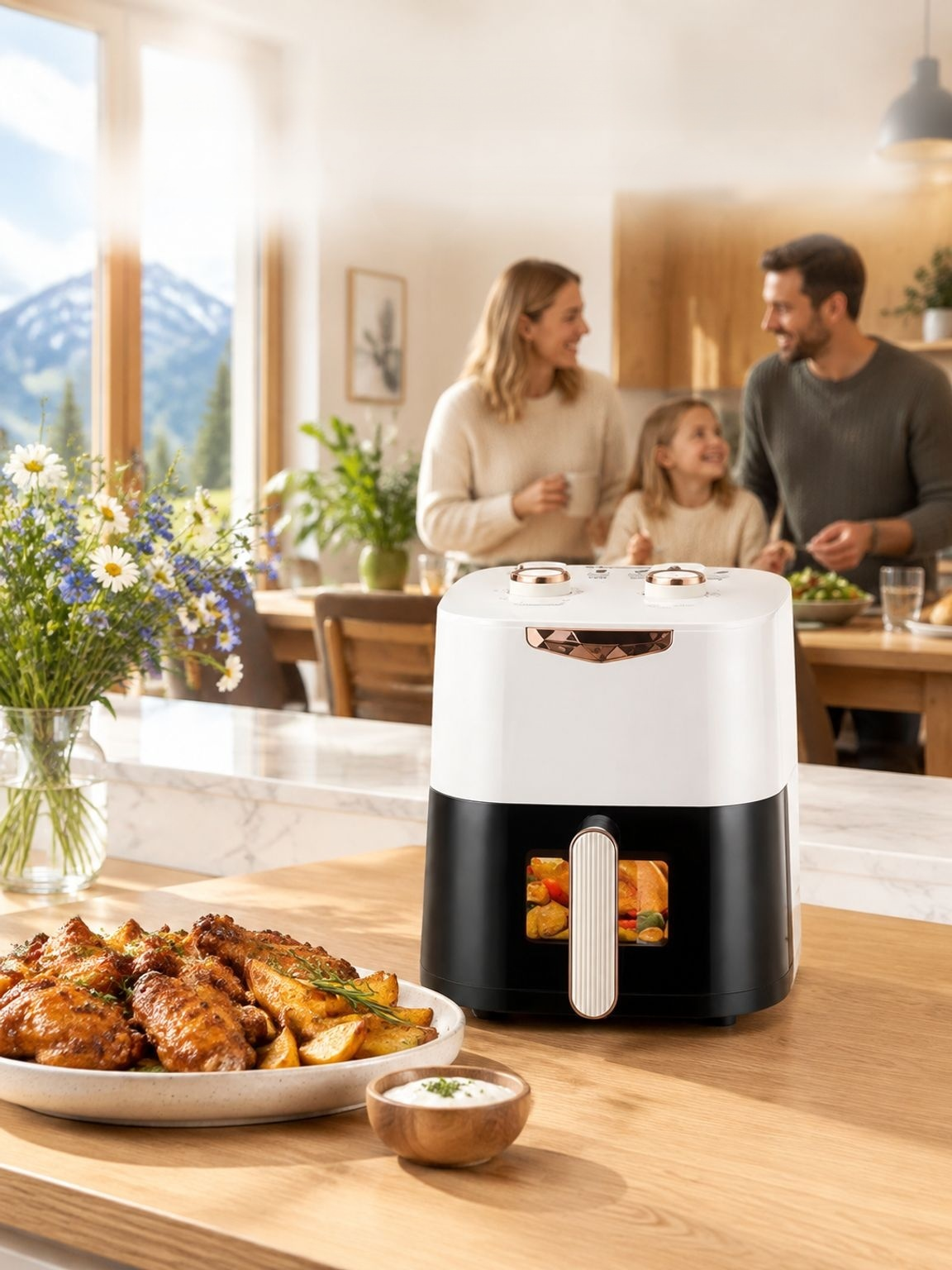 Große elektrische Fritteuse mit Mehrfachfunktion