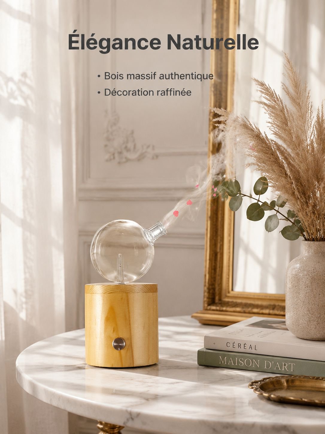 Diffuseur d'huiles essentielles en bois massif sans eau