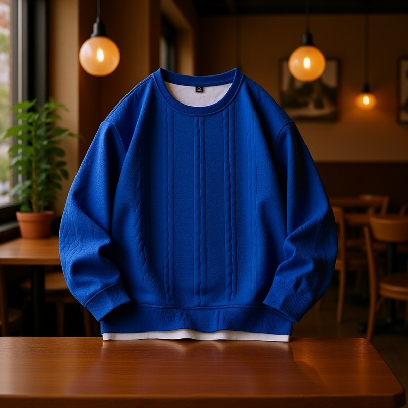 Lockeres Rundhals-Sweatshirt für Jugendliche Herrenmodemarke mit verdrehten Streifen Langarmpullover