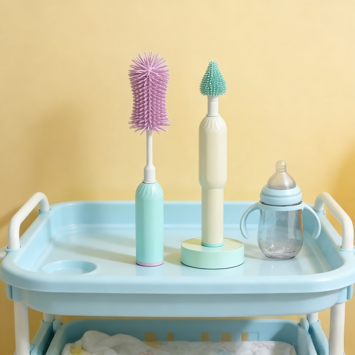 แปรงซิลิโคนไฟฟ้าสำหรับทำความสะอาดขวดน้ำและแก้ว หมุนได้ 360 องศา