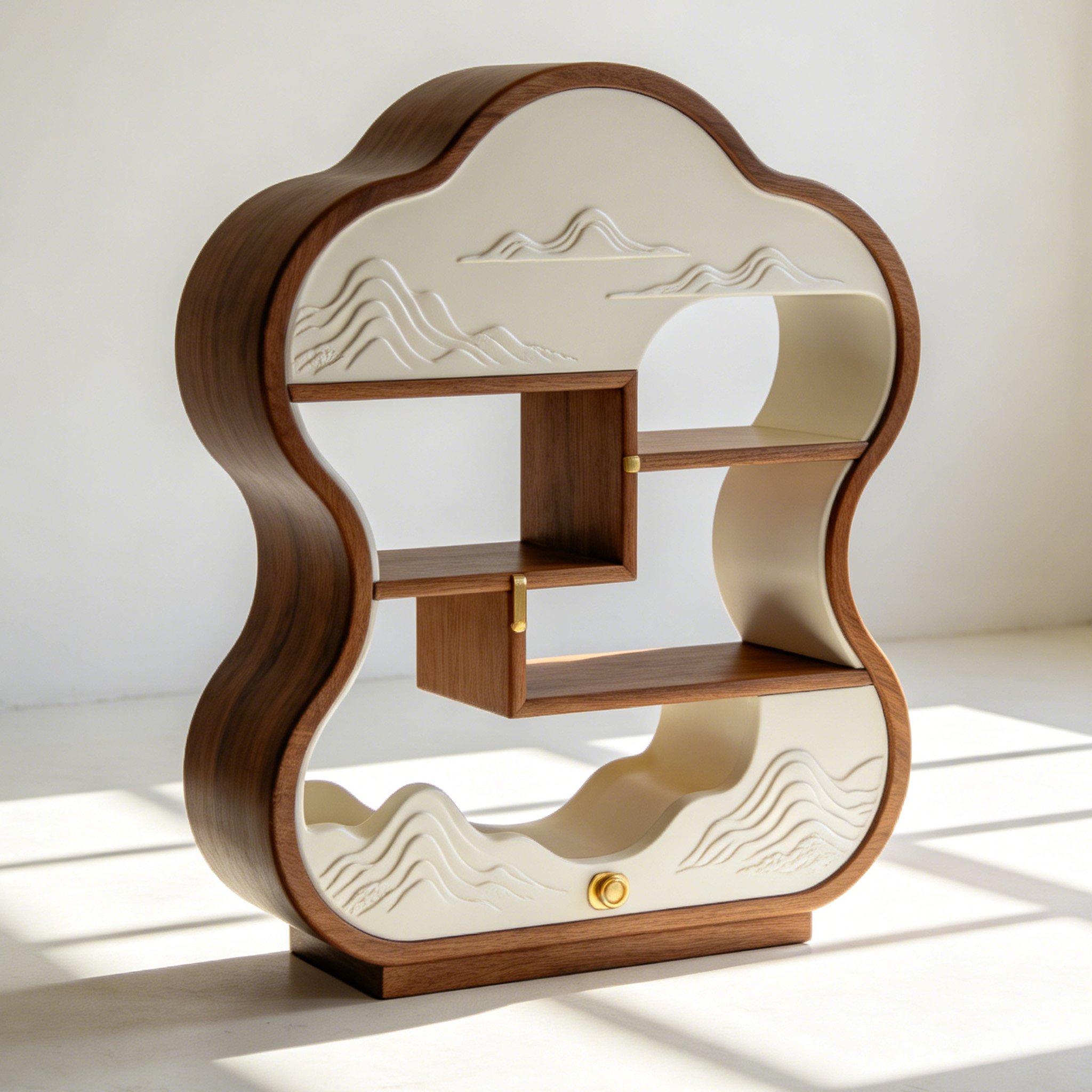 서재 원목 조각 책장