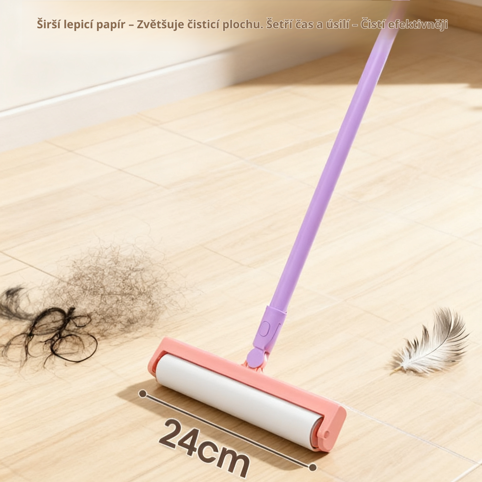  Teleskopický váleček na odstranění chlupů s dlouhou rukojetí