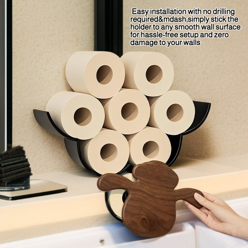 Wall-mounted toilet paper holder, no-drill paper towel rack