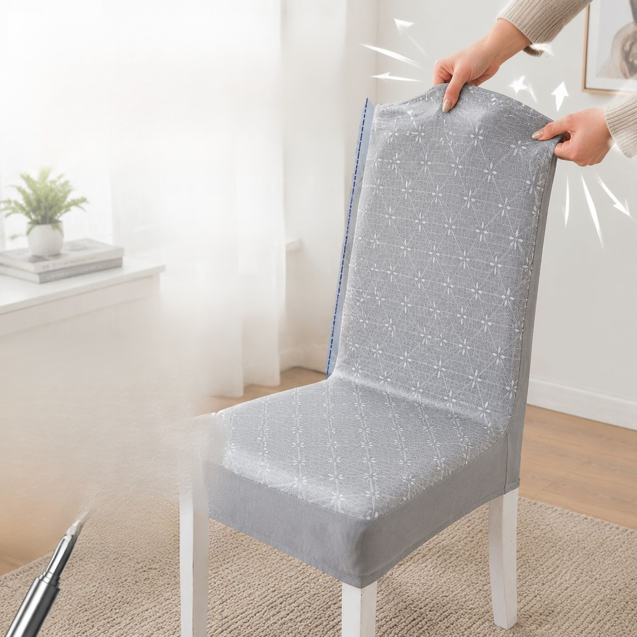 Ice silk cooling chair cover, all-in-one universal cover, full coverage, simple straight back dining
