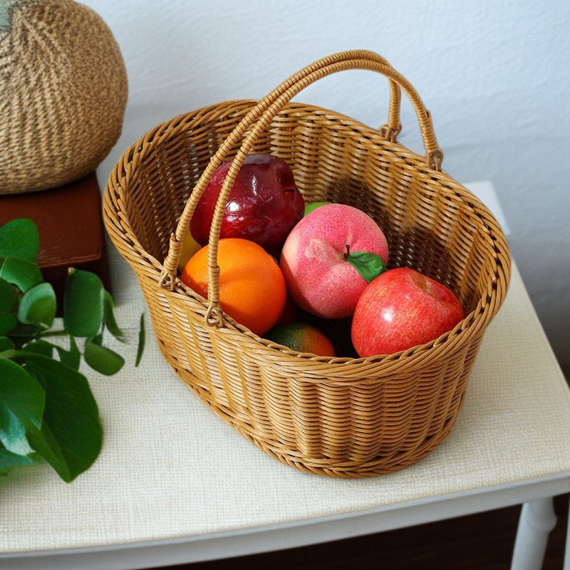  라탄 손잡이 피크닉 바구니