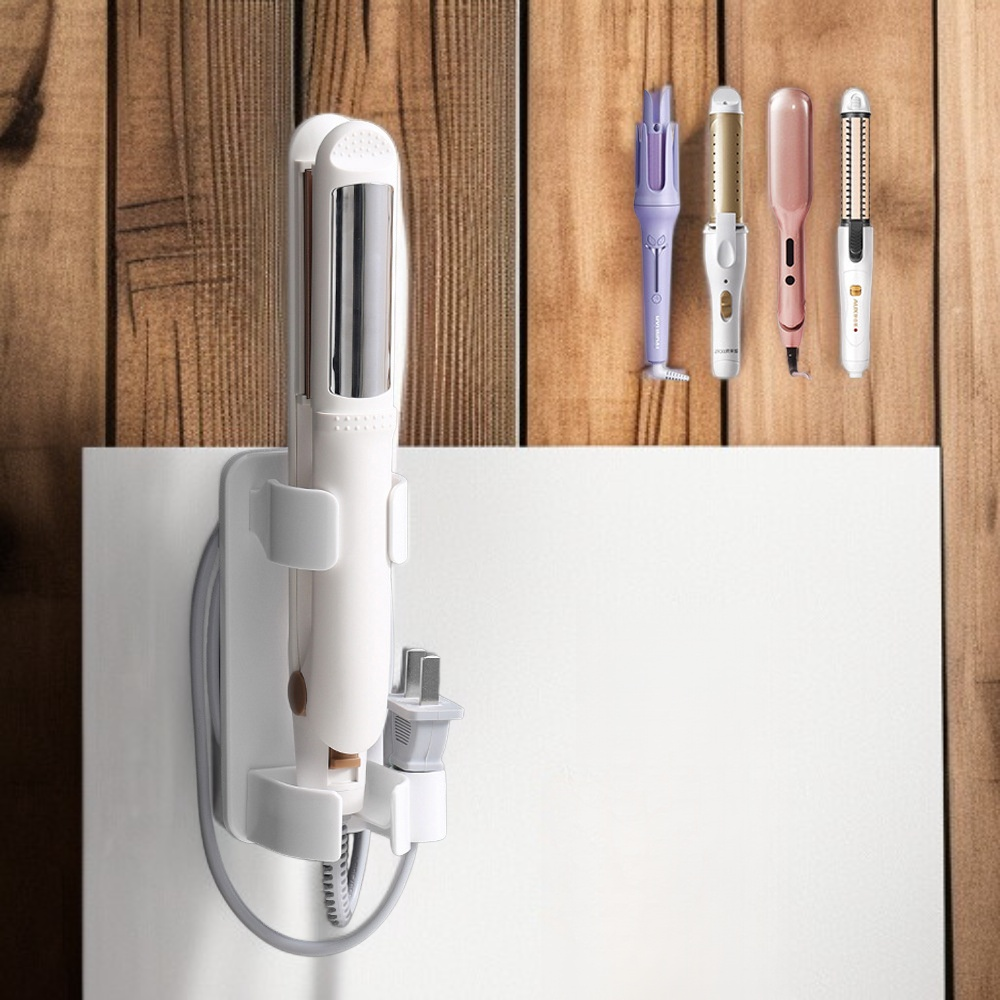 욕실에 설치된 컬링 아이언 선반