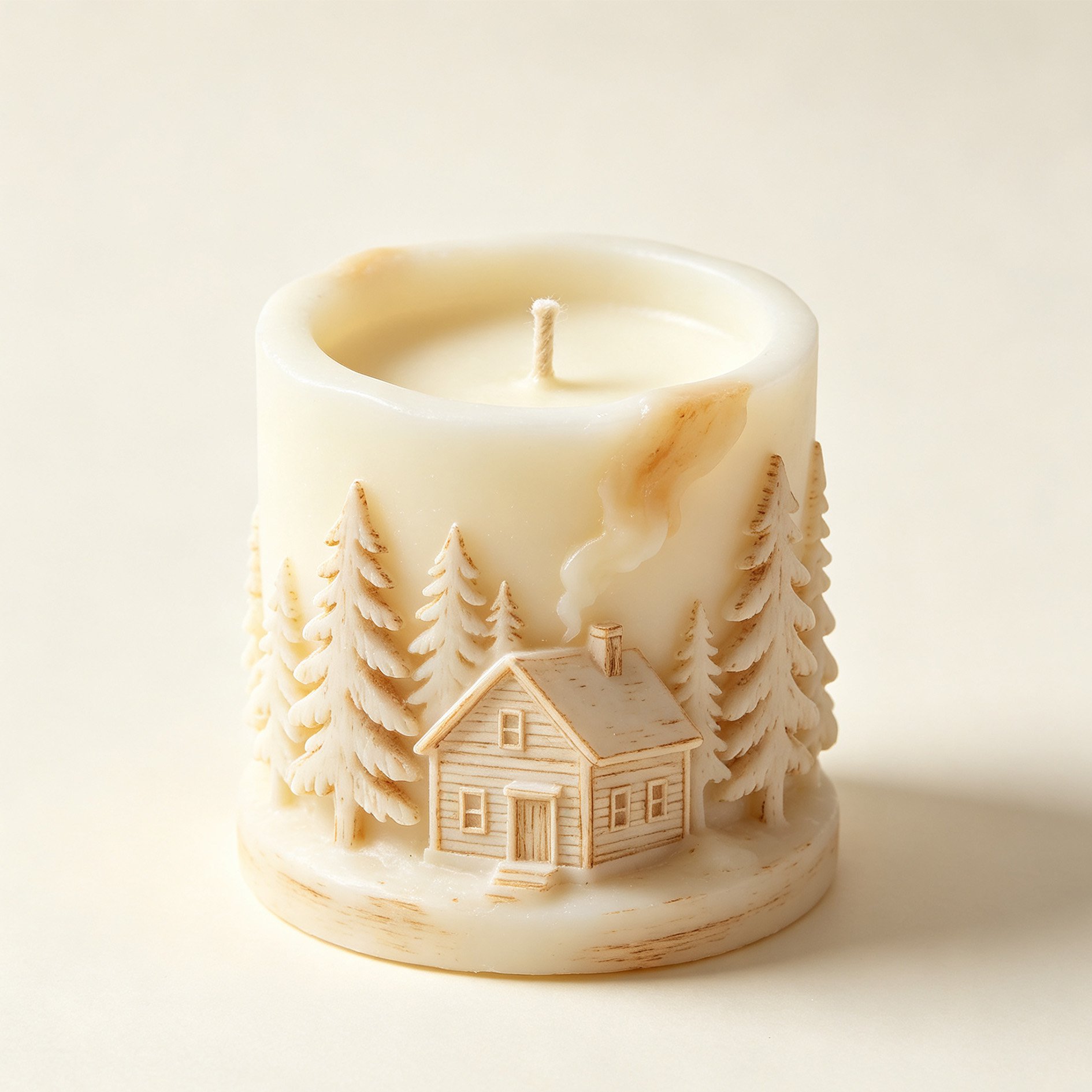 Wood cabin incense and candles
