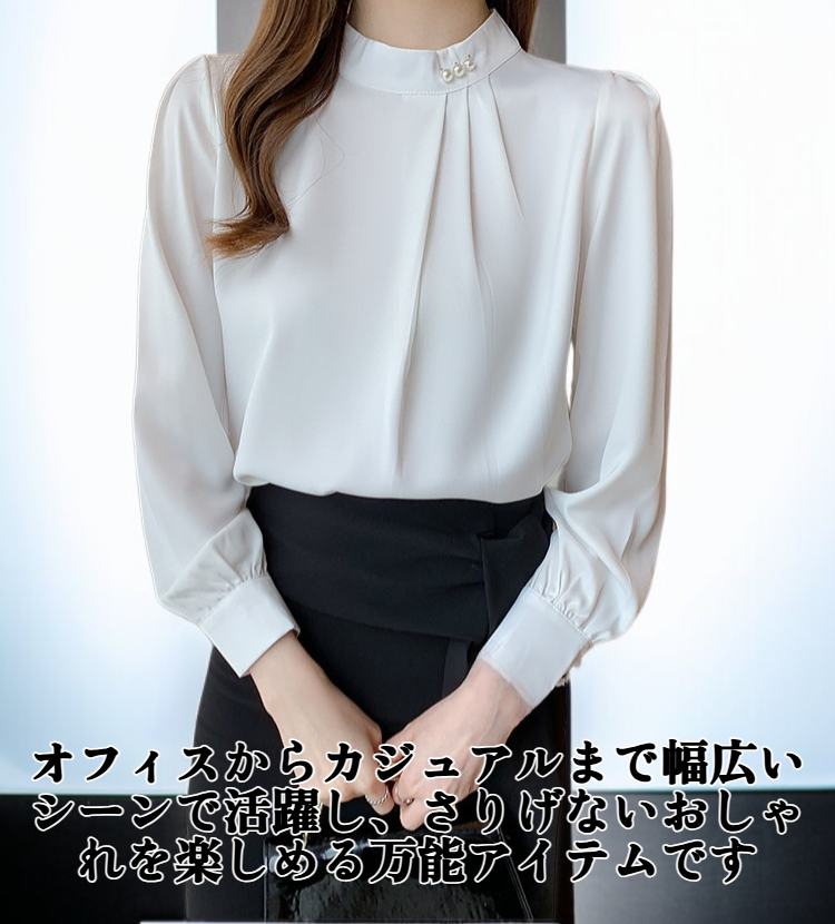 春秋デザインのニッチシフォンブラウス全体画像