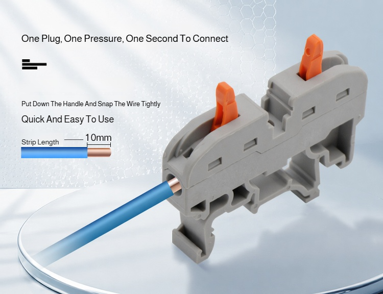 Top view of Push-in Connector DIN Rail Terminal Block