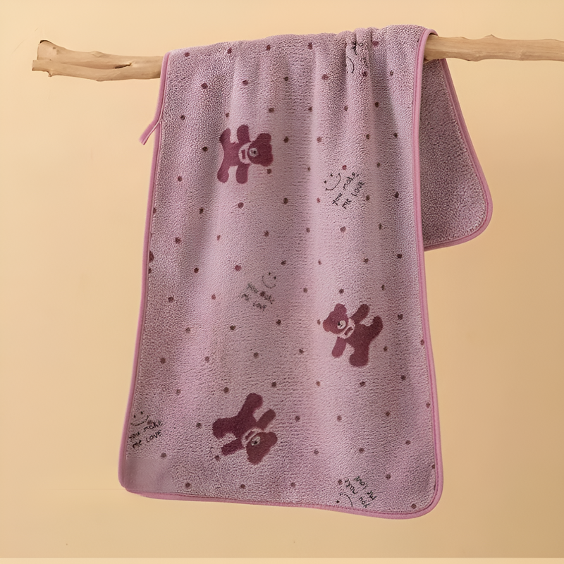 Bear Hanging Thickened Coral Fleece Bath Towel & Towel, Non-shedding, Odor-free