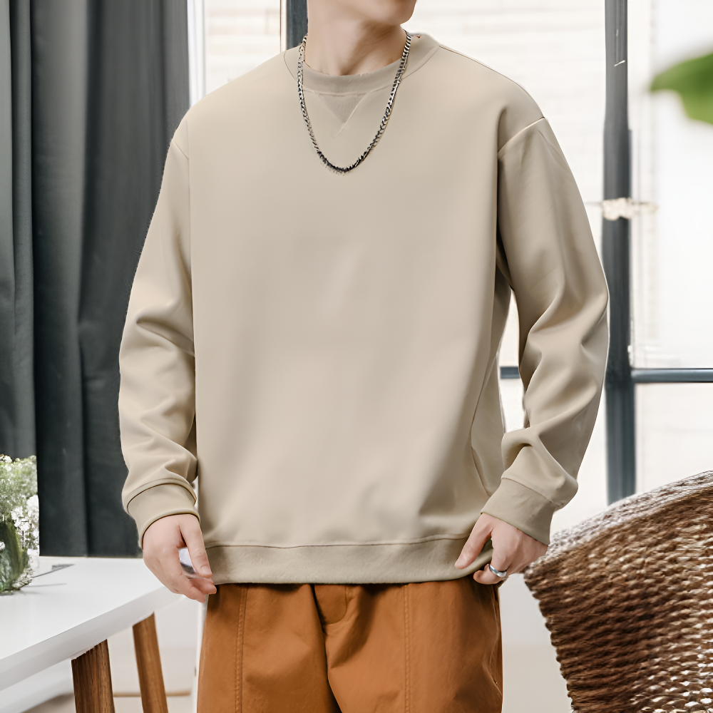 남자 가을 루즈핏 프린트 긴팔 라운드 티셔츠