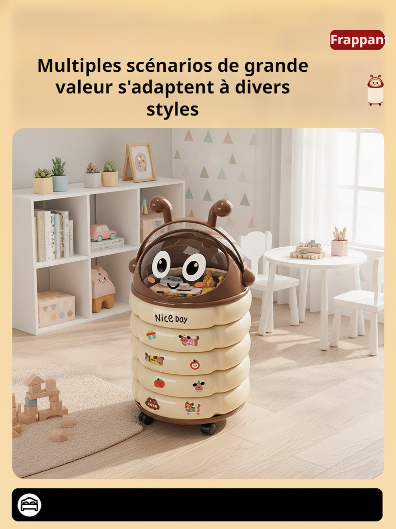 Poubelle colorée pour une chambre d'enfant joyeuse