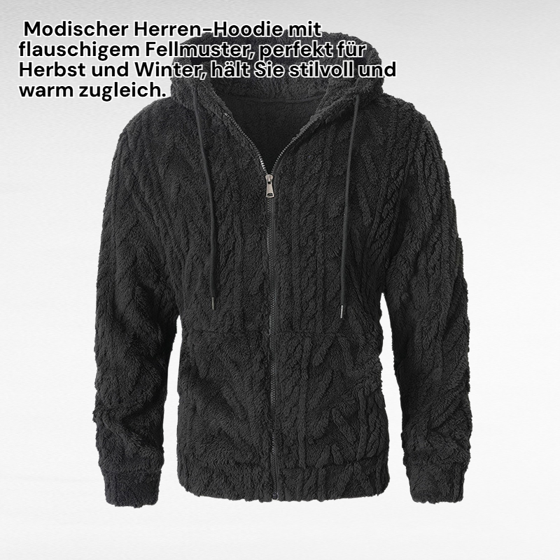 Männer Kapuzenjacke mit Fell, modischer Freizeit-Zip-Hoodie für Herbst und Winter