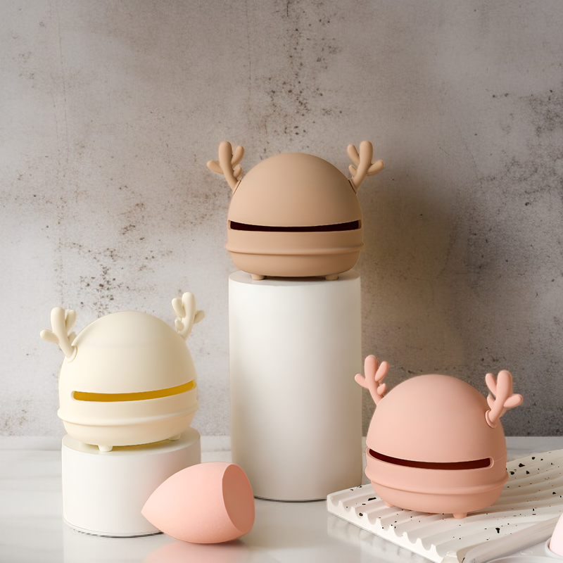 Silicone Antler Makeup Sponge Holder, Large Capacity Portable Beauty Blender Case