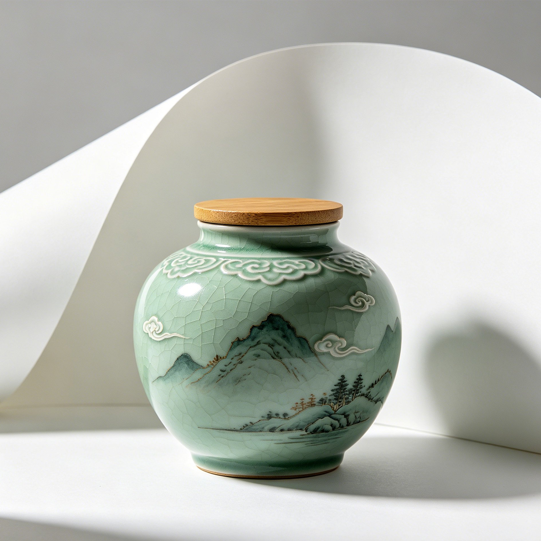 Celadon handbemalte Aufbewahrungsflaschen (3 Stück)