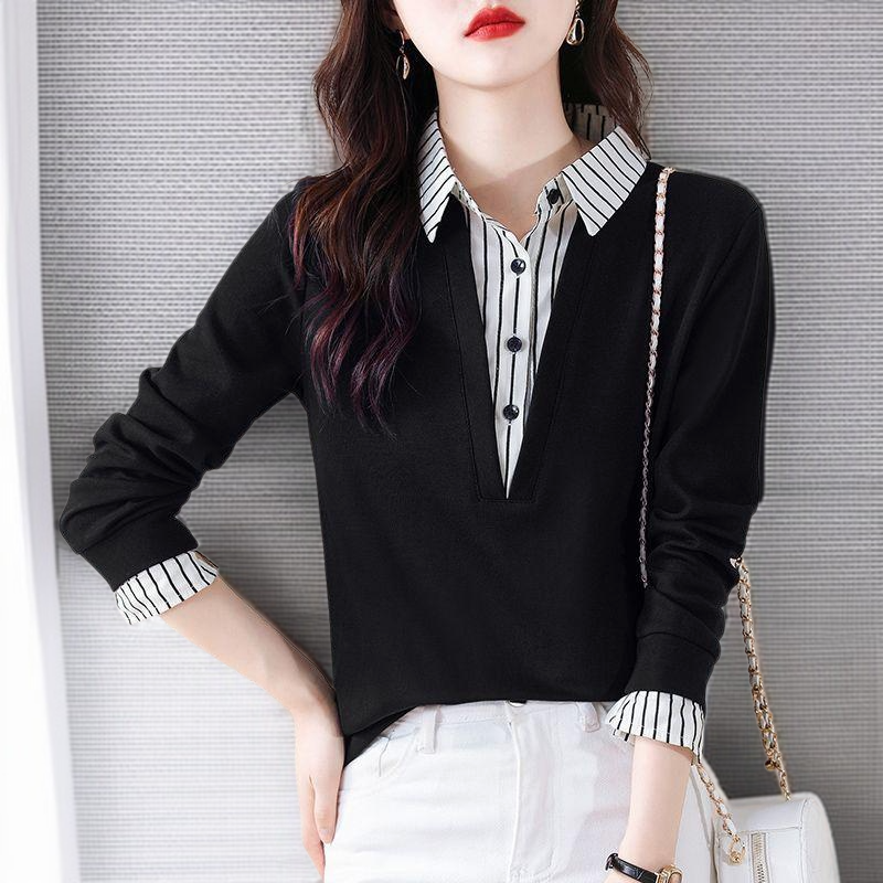 가짜 투피스 셔츠 여 긴팔 맨투맨 봄가을 신상 스타일리쉬 니트 상의 이너