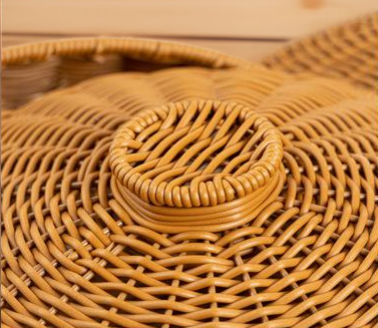 Durable imitation rattan storage jar in living room