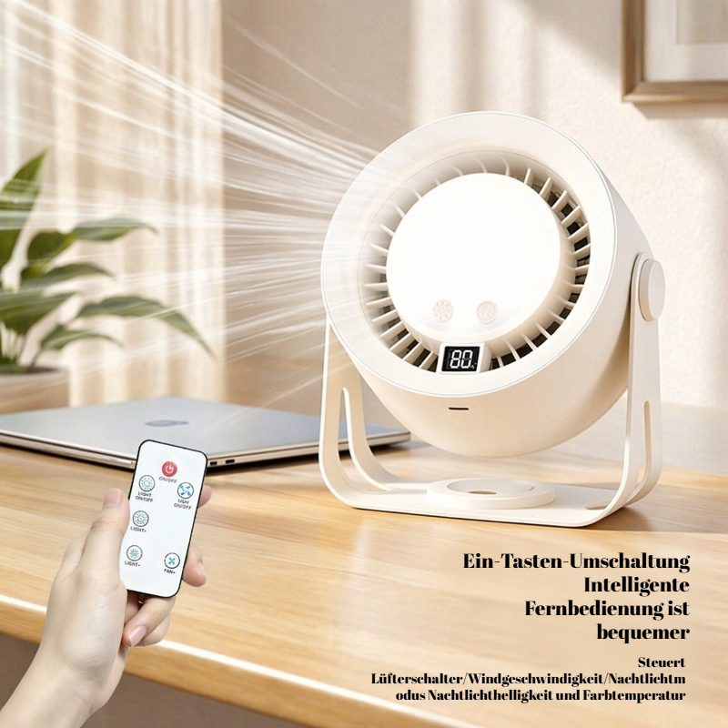 Intelligenter Fernbedienungs-Beleuchtungsventilator 2-in-1 Tischventilator