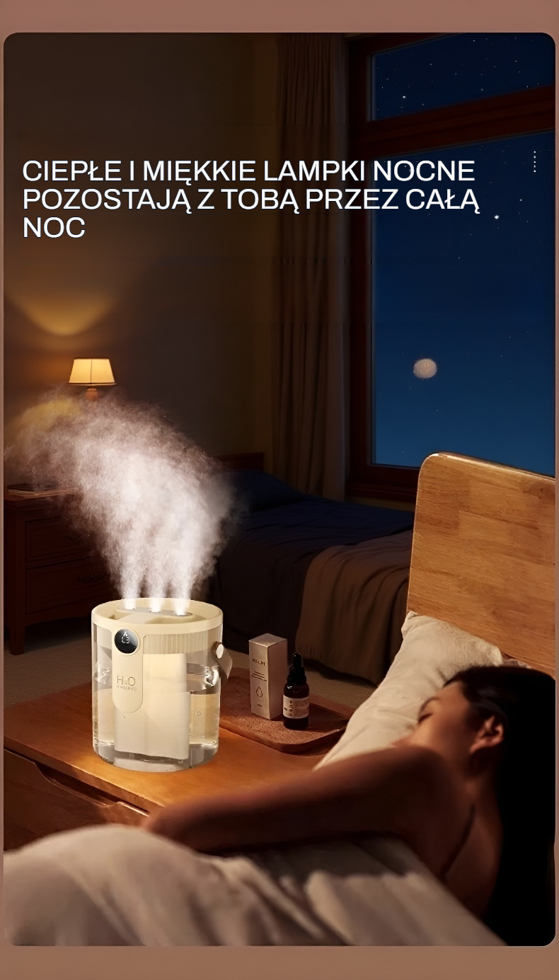 Zbliżenie na potrójny tryb mgiełki w nawilżaczu