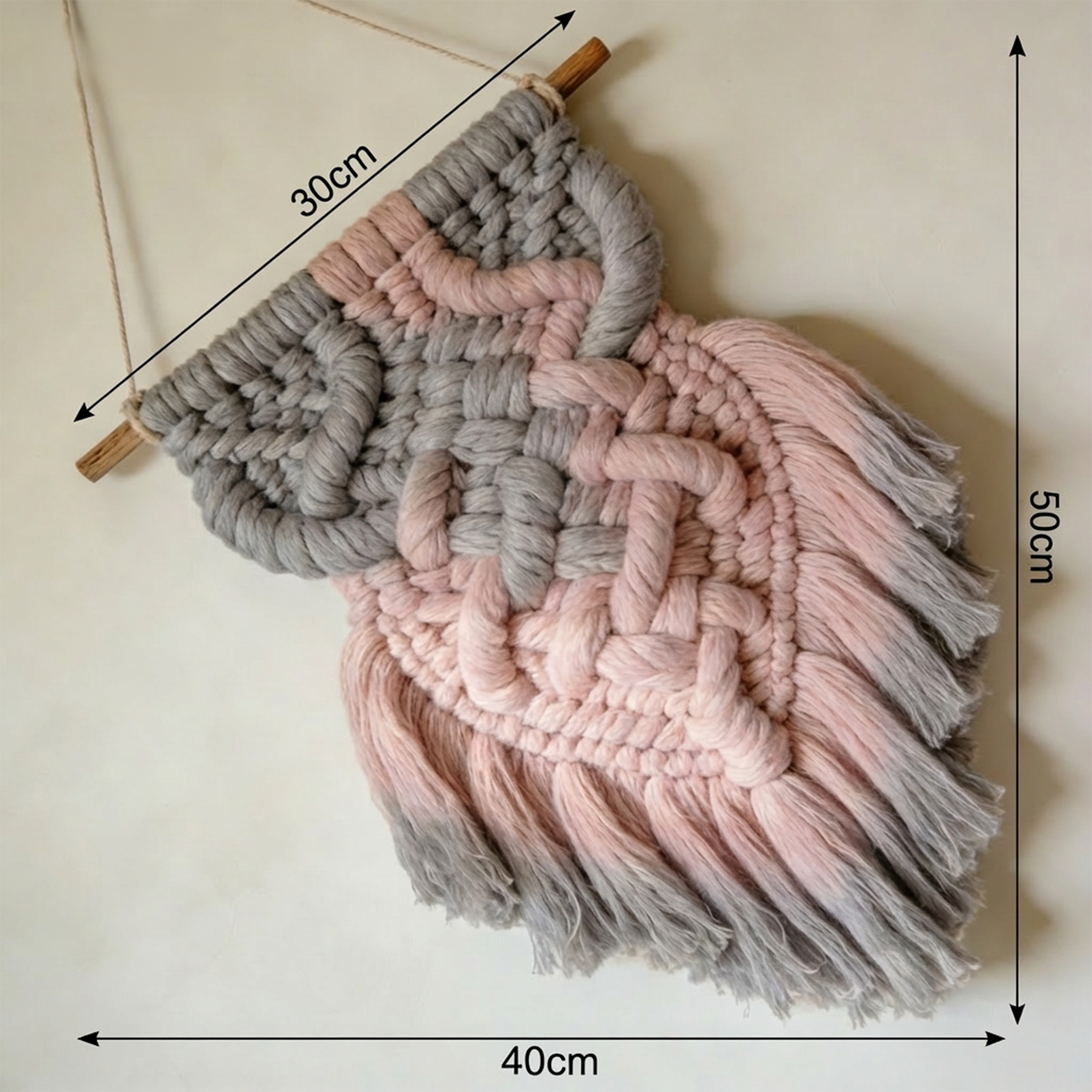Handmade woven tapestry with decorative tassels