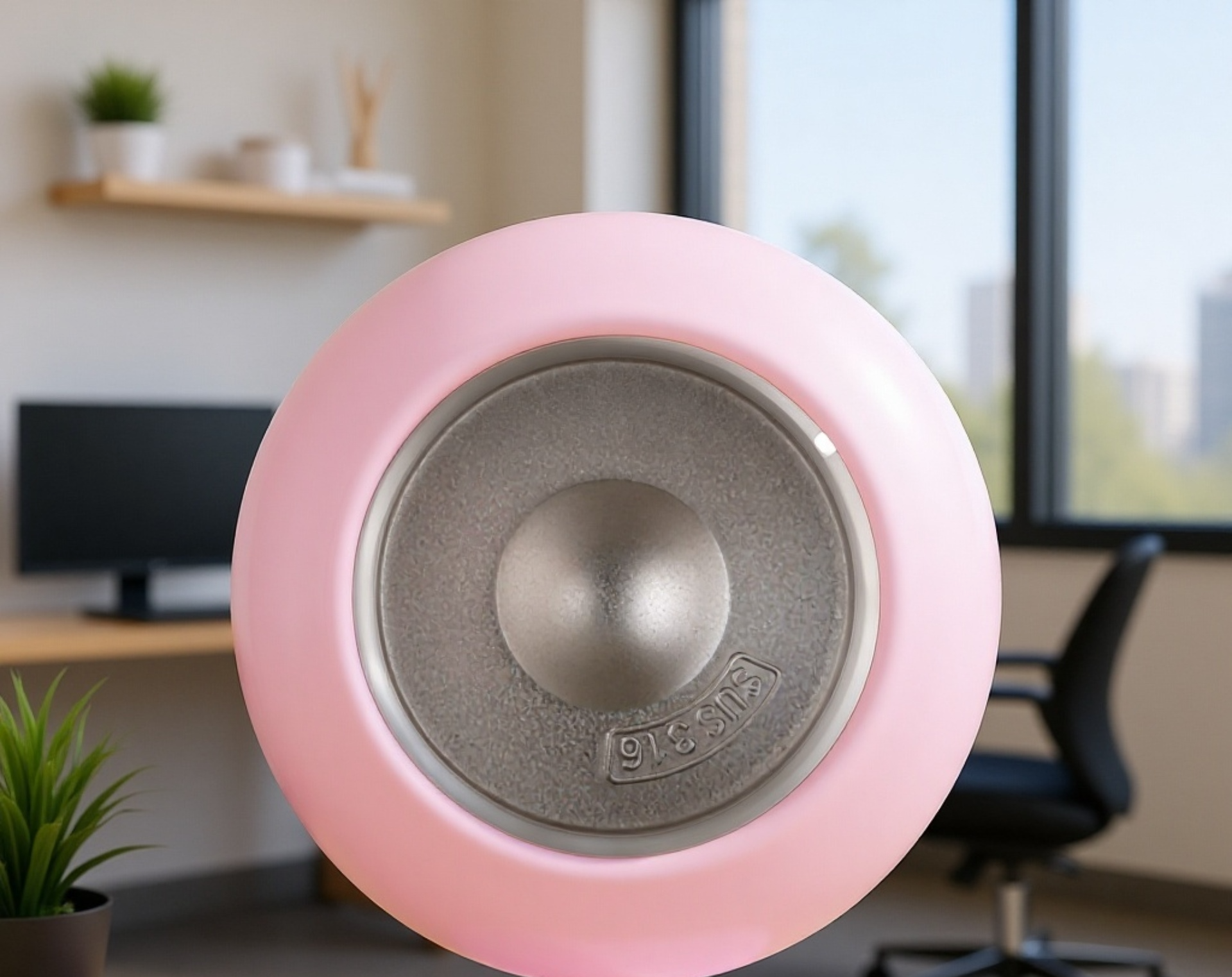 Taza térmica portátil manteniendo café caliente