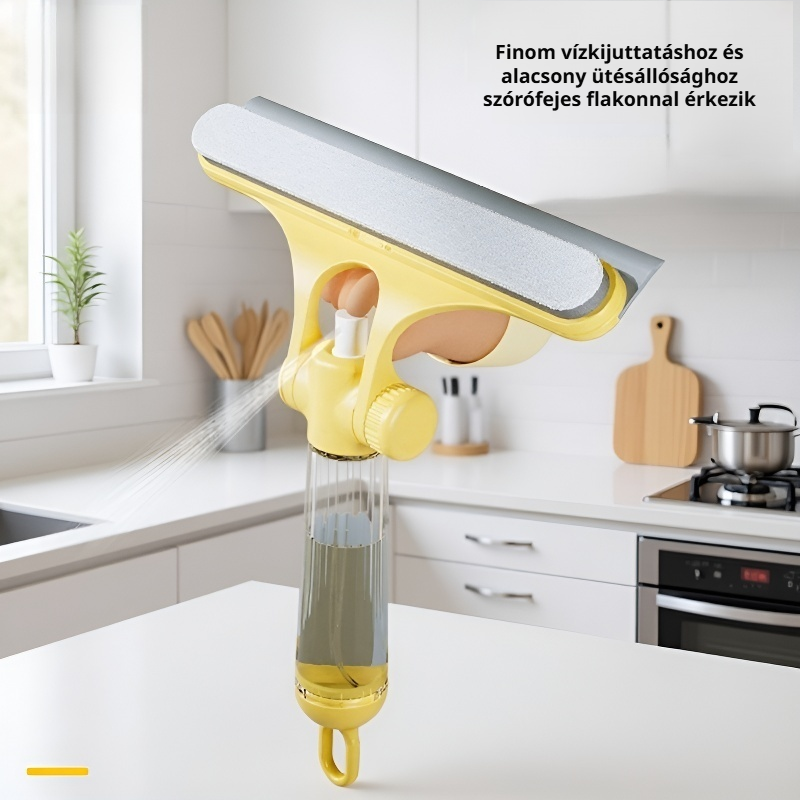 Multifunkciós üveg lehúzó, integrált permetező palackkal