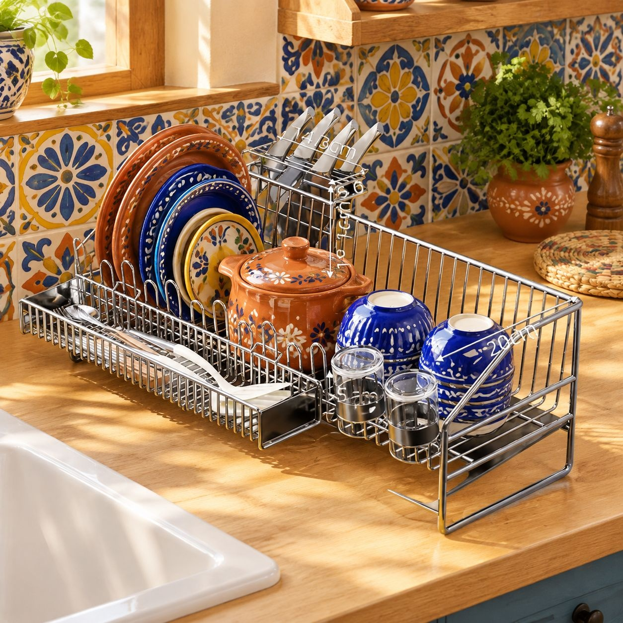 Escurridor de platos de acero inoxidable 304 de plato