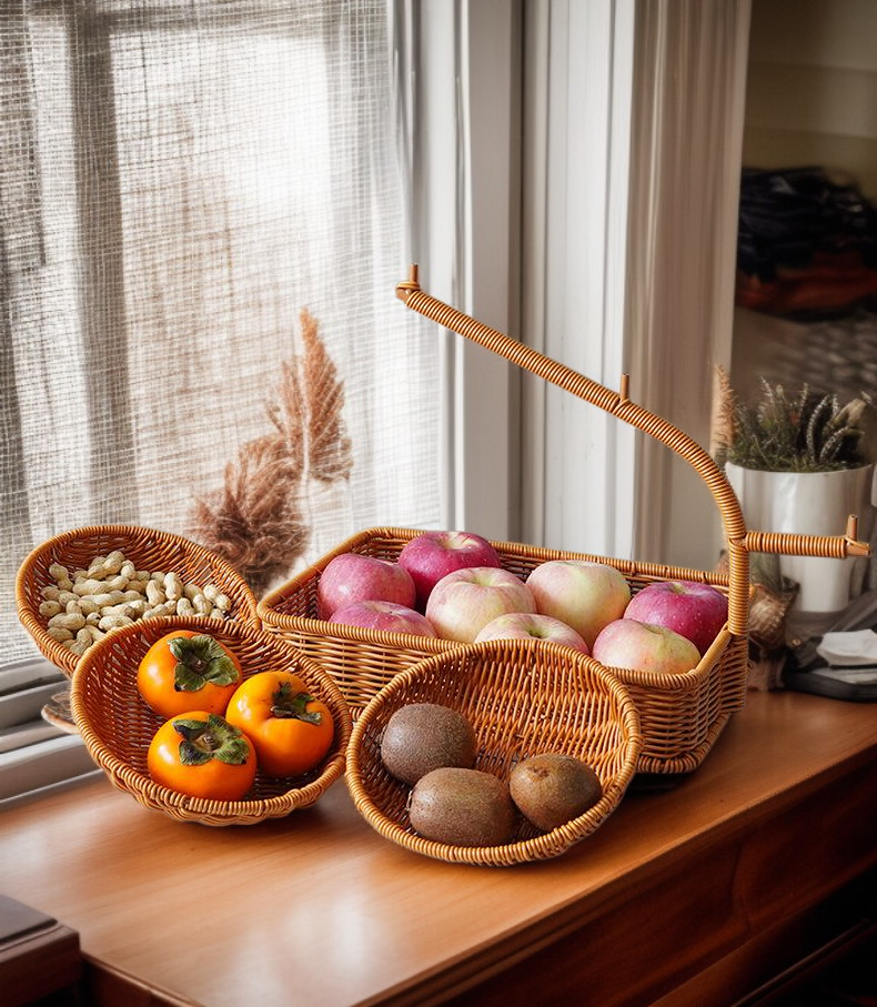 고급스러운 라탄 트레이 디테일