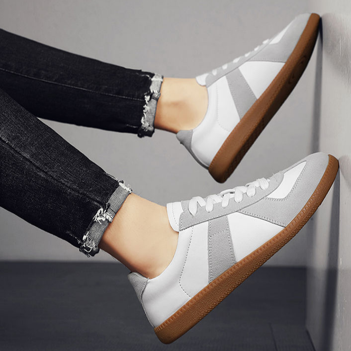 男士休閒運動復古厚底阿甘鞋 女士百搭小白德訓板鞋