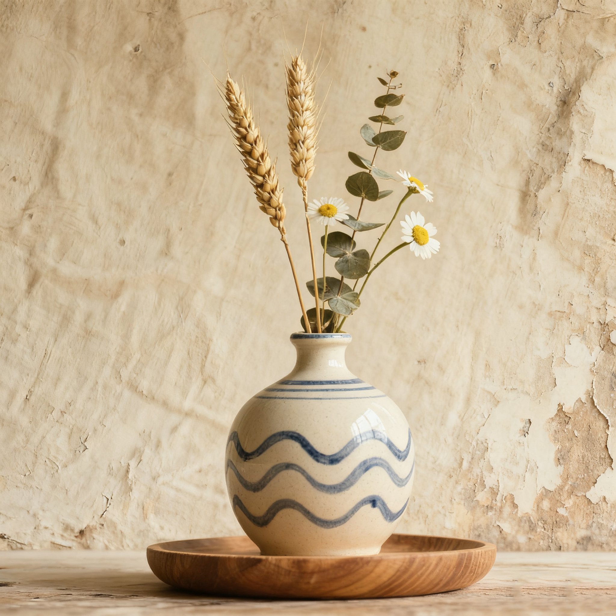 모던 라인 아트 도자기 꽃병(3팩)