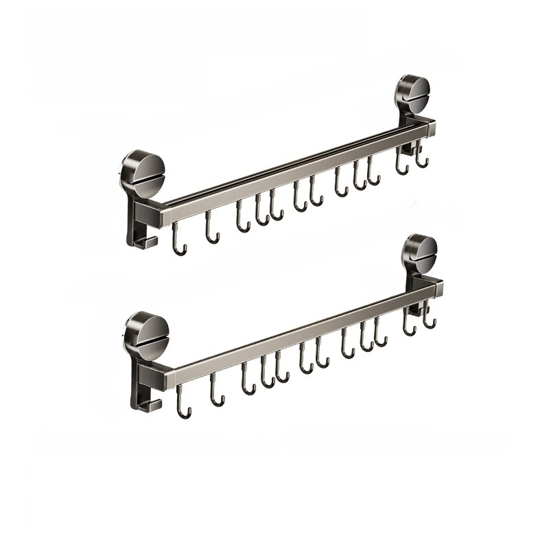 Kitchen multifunctional storage rack Gunmetal gray hanging rod