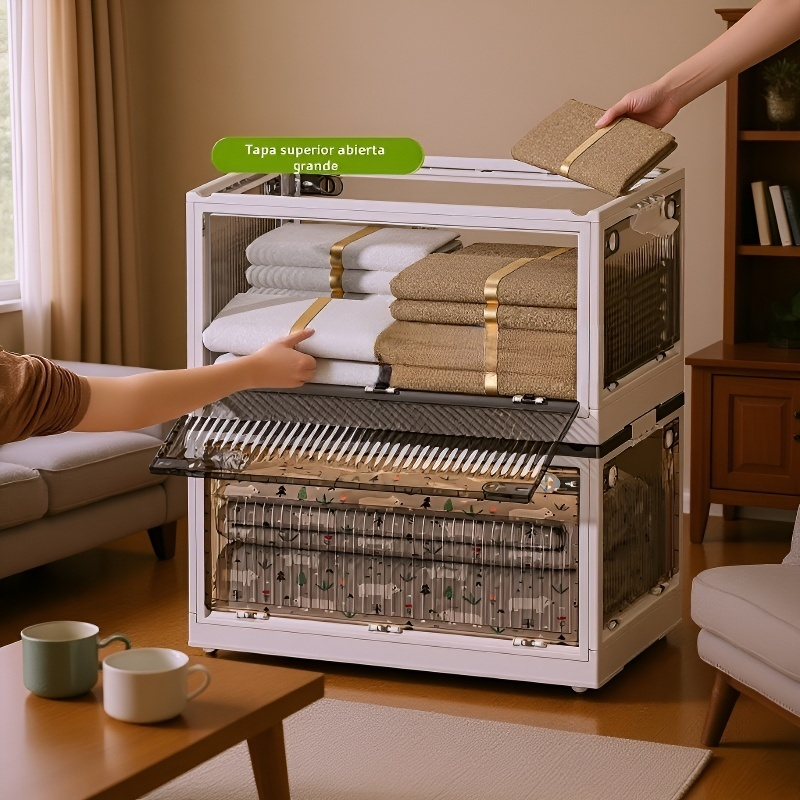 Armario plegable de plástico grueso, caja de almacenamiento para ropa, colcha, caja de almacenamient