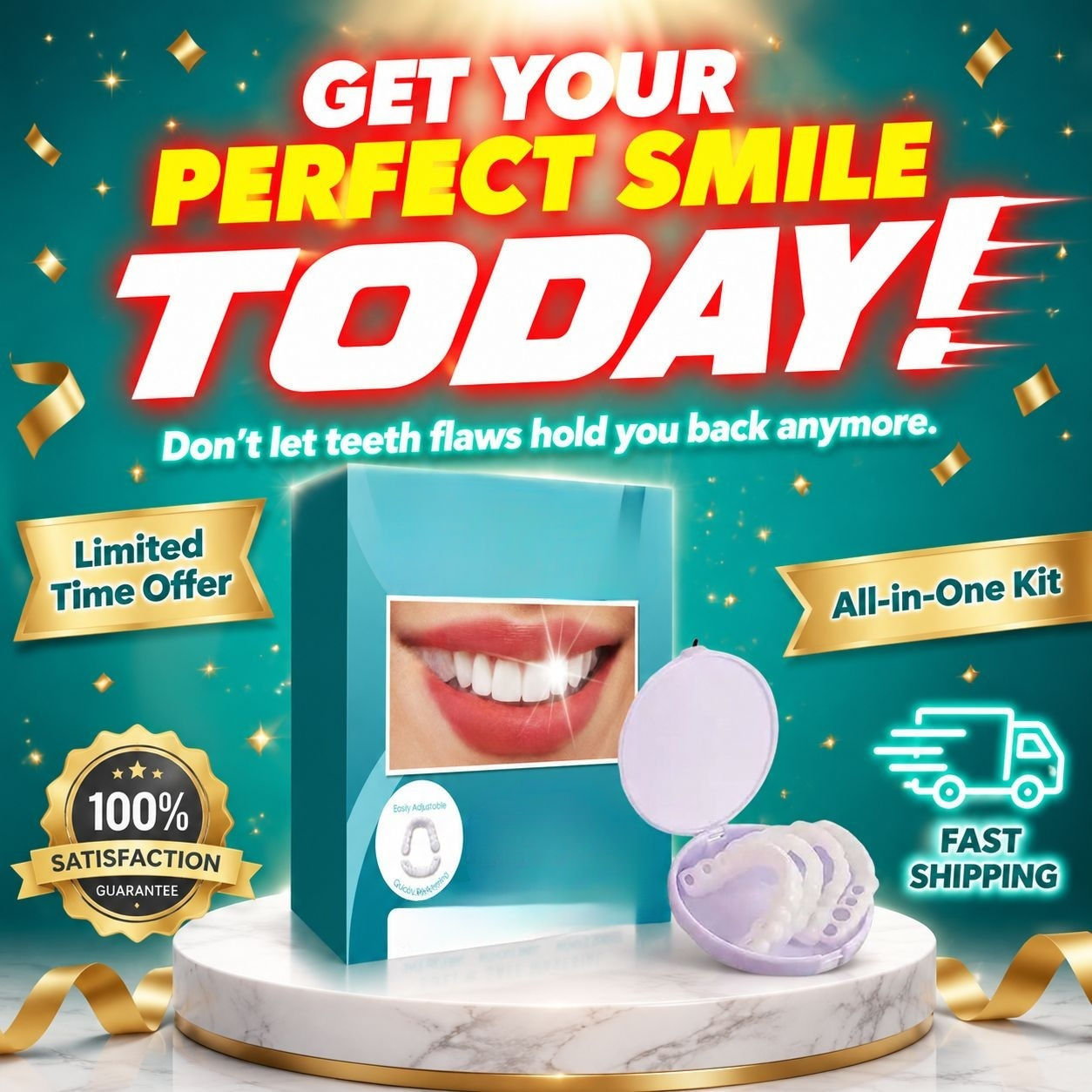 Clip-on Denture Teeth, Natural Look Temporary Repair