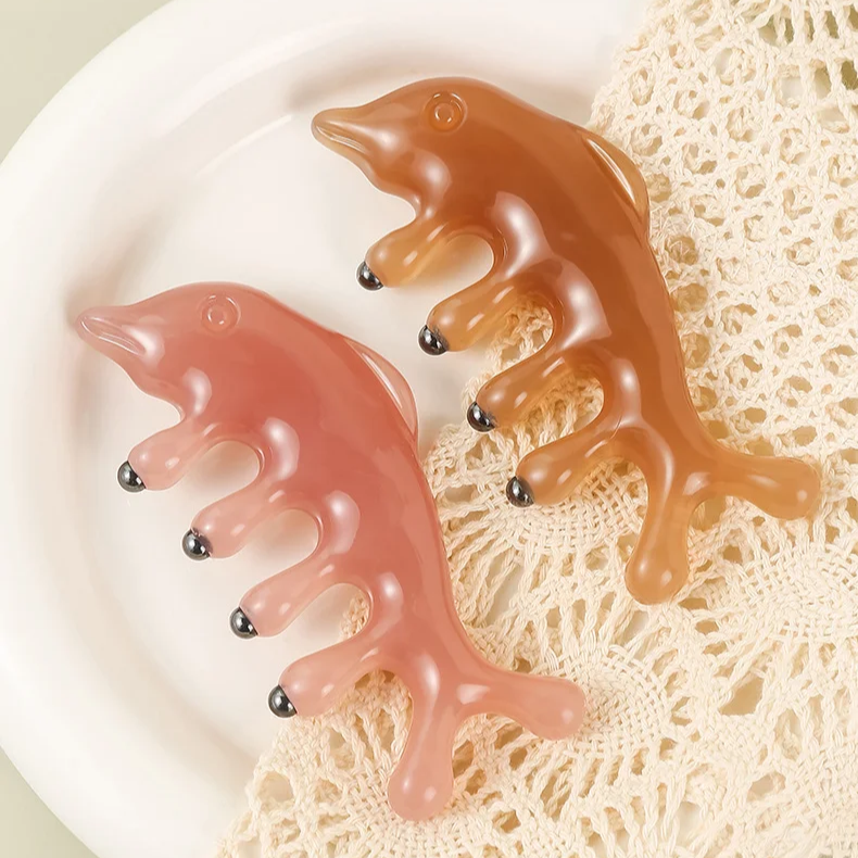 頭部磁療海豚按摩梳子 頭皮療法梳 刮痧梳