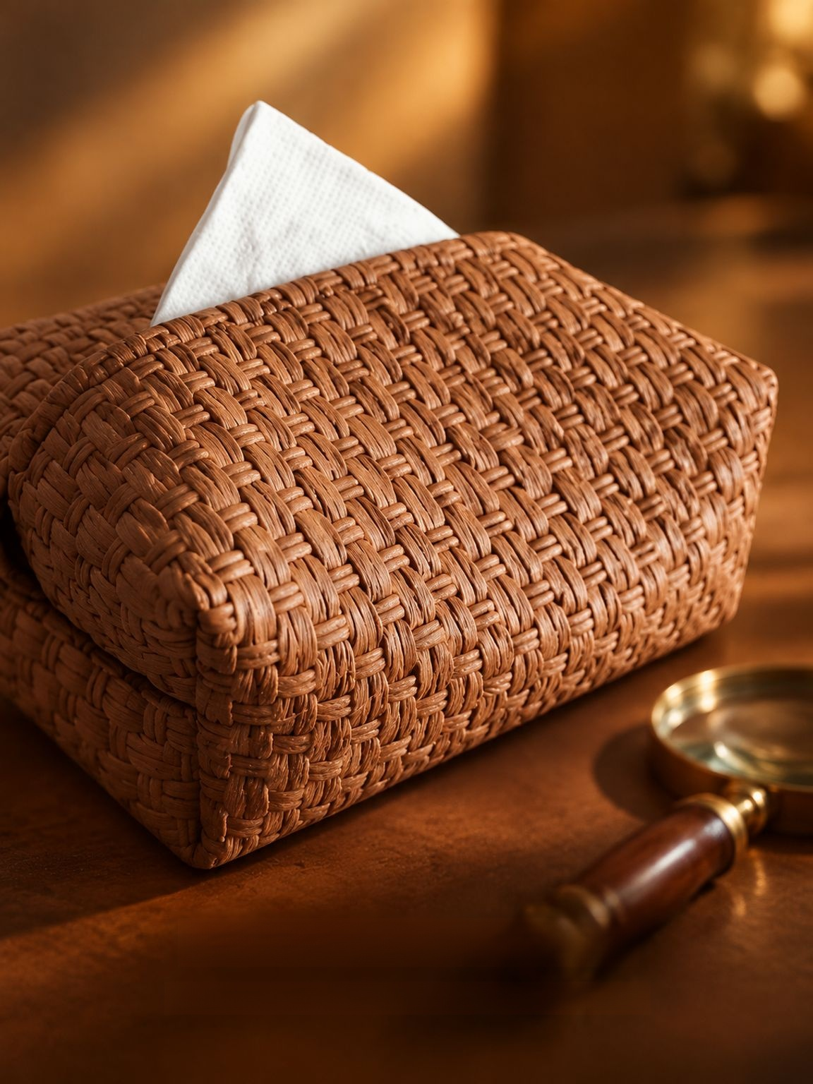 Vintage-Style High-End 2025 Tissue Box for Home Use, Woven Living Room Tissue Box, Light Luxury Napk