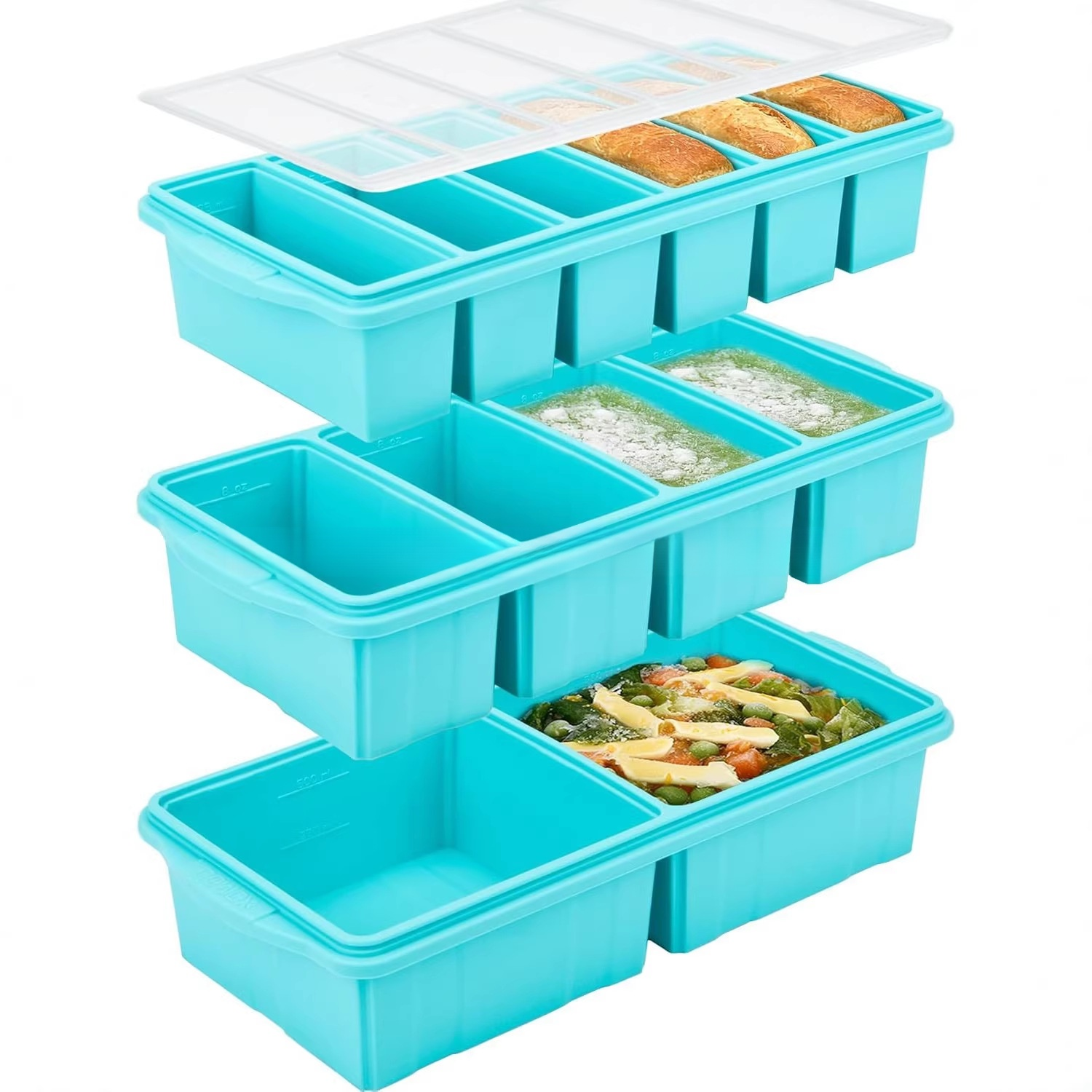 Household 4-Grid Ice Cube Tray with Lid